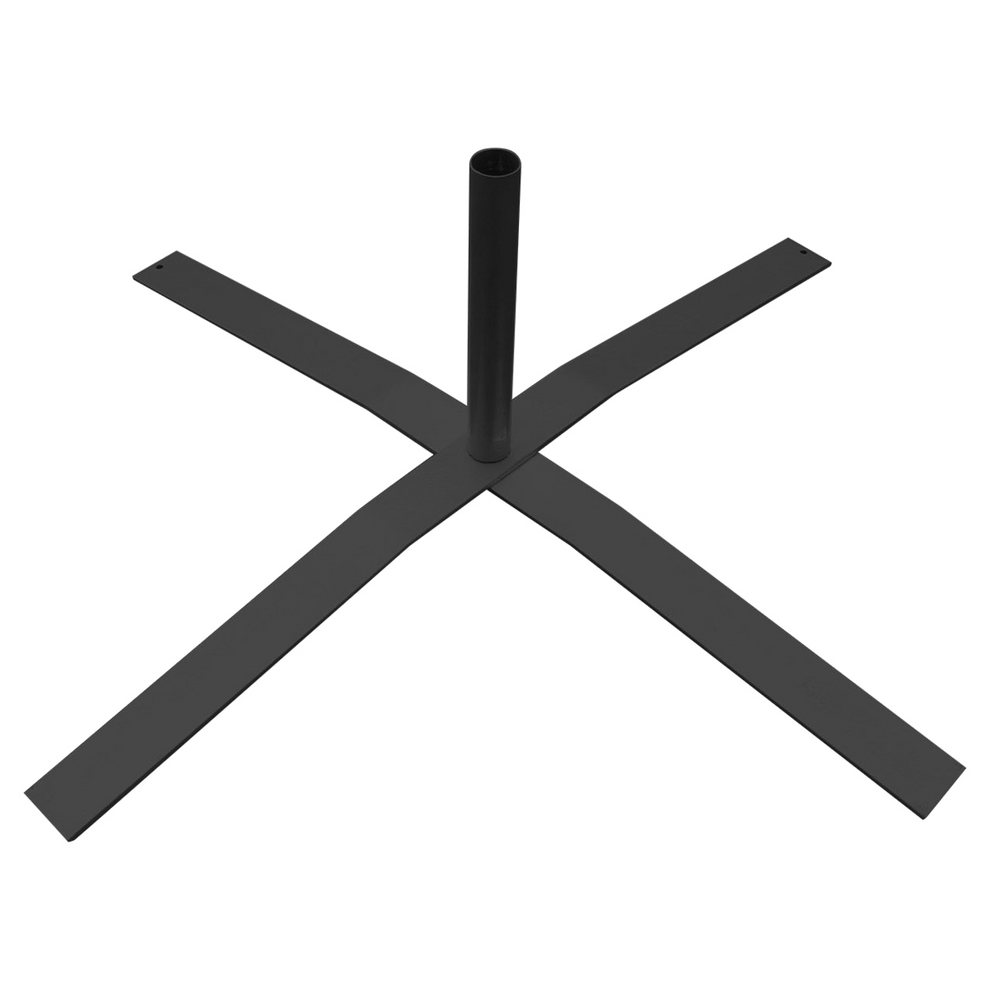 A black x stand for swooper flag on a white background