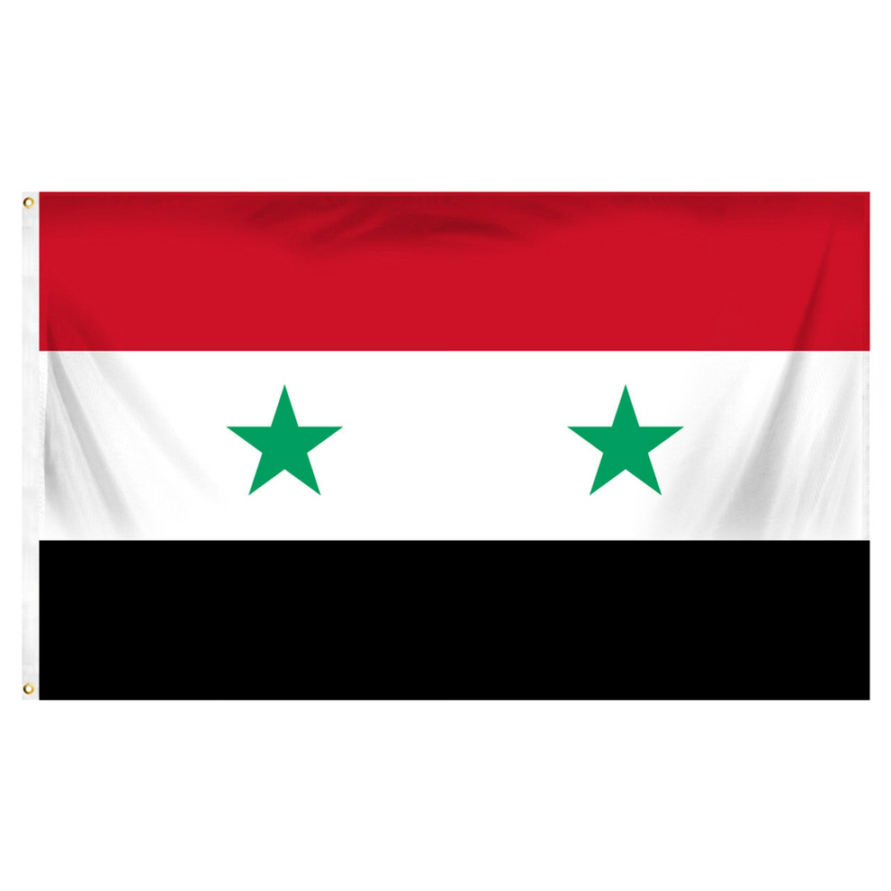 Flag with red, white, black, and green colors on a white background