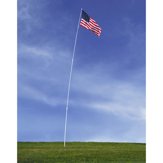 American flag on a flagpole against a blue sky