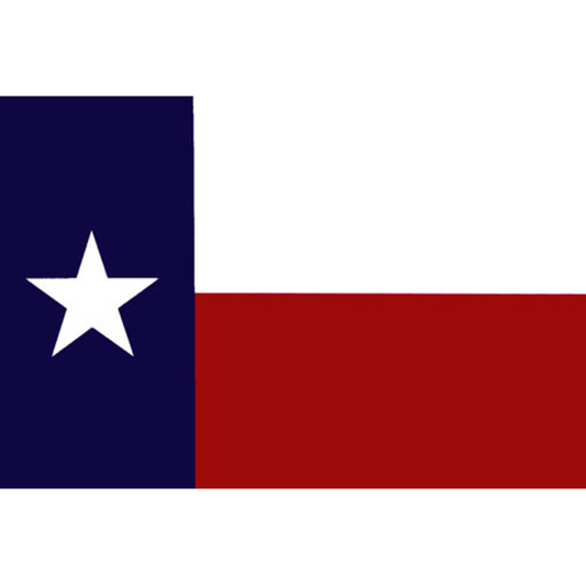 Texas flag decal with a white star on a blue and red background