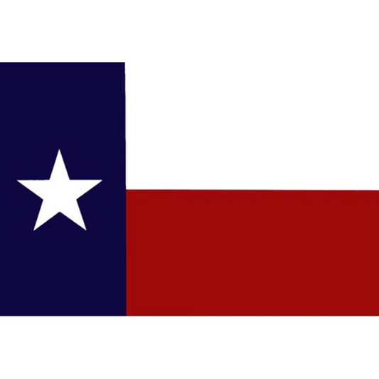 Texas state flag with a white star on a blue and red background