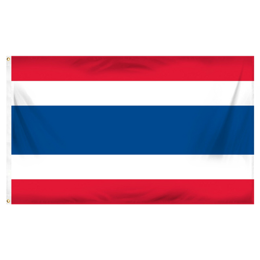 Thailand national flag with red, white, and blue horizontal stripes on a white background