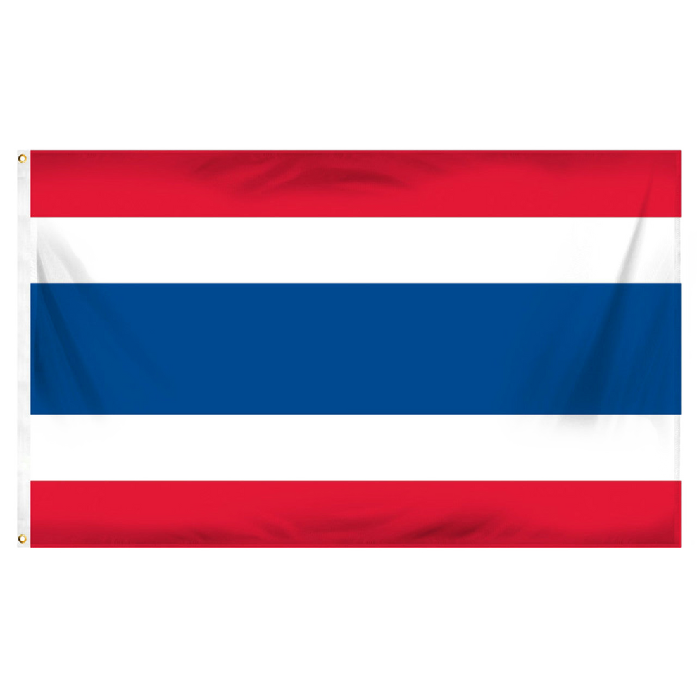 Thailand national flag with red, white, and blue horizontal stripes on a white background
