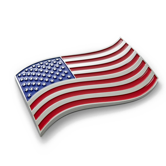 Metallic American flag on a white background