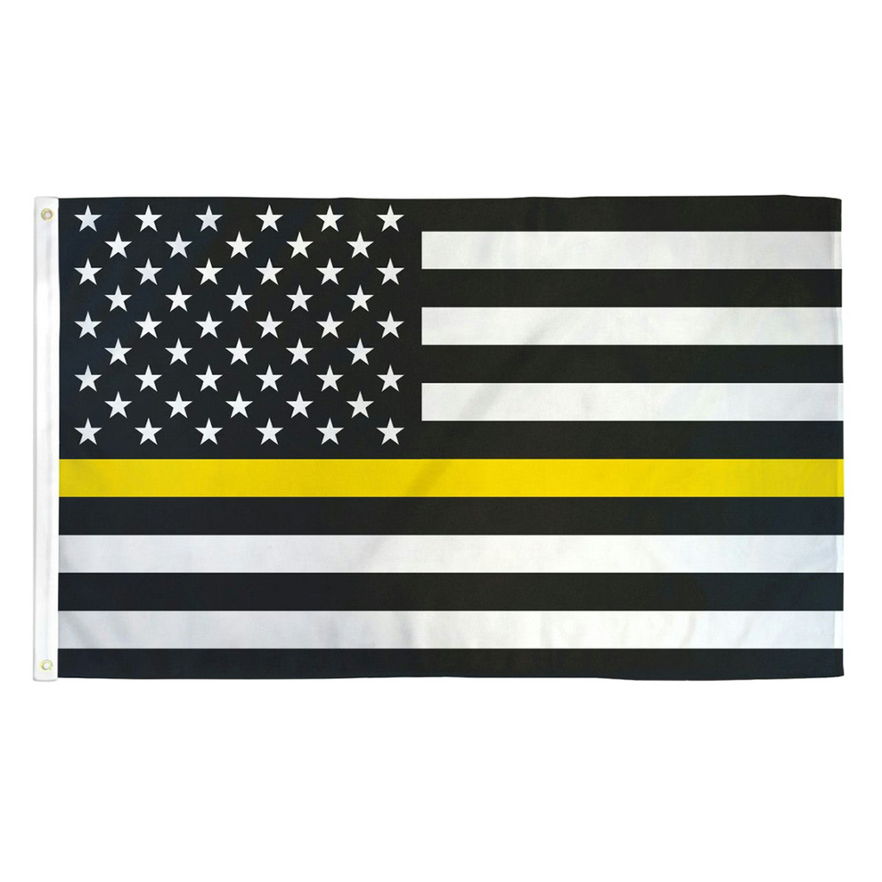 American flag with a thin yellow stripe on a white background