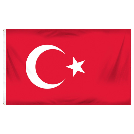 Country of Turkey fed flag with a white crescent moon and star on a white background