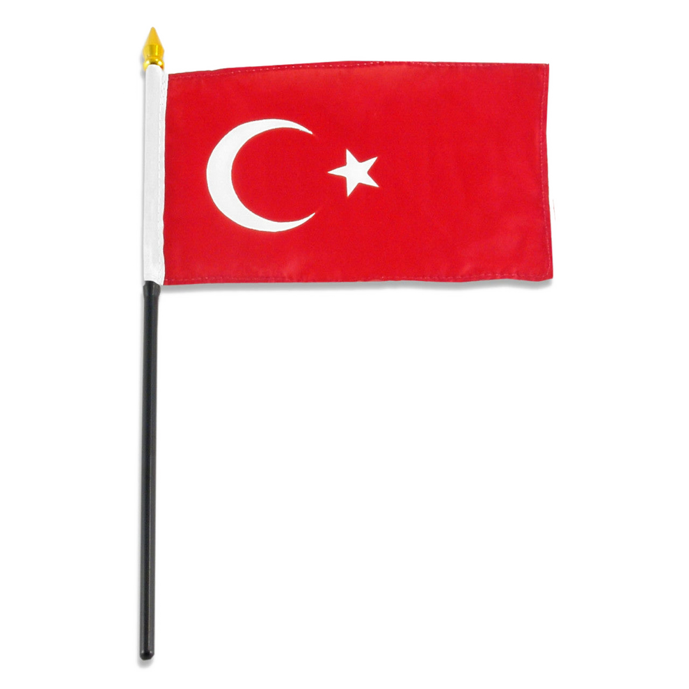 Country of Turkey fed flag with a white crescent moon and star on a white background