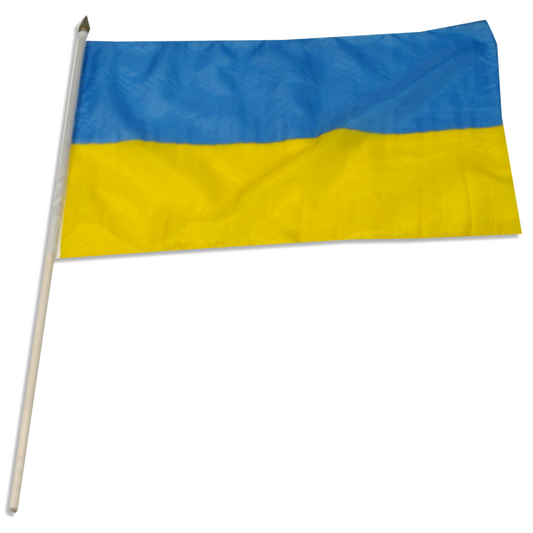 Flag of Ukraine with blue and yellow colors on a white background