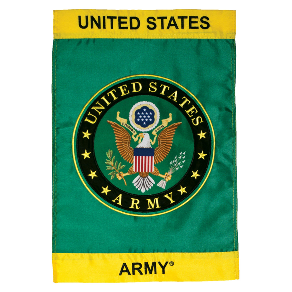 United States Army flag with green background and yellow border