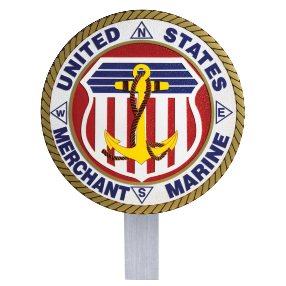 United States Merchant Marine emblem  grave marker on a white background