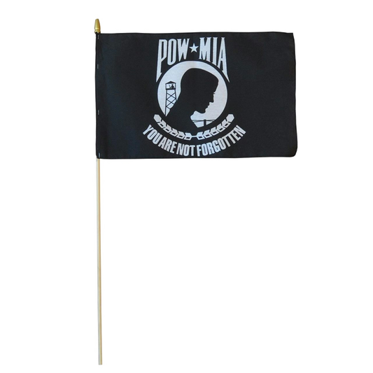 Valley Forge Polycotton 12" x 18" US Military POW Stick Flag - Mounted on 30" Wooden Stick - Made in USA