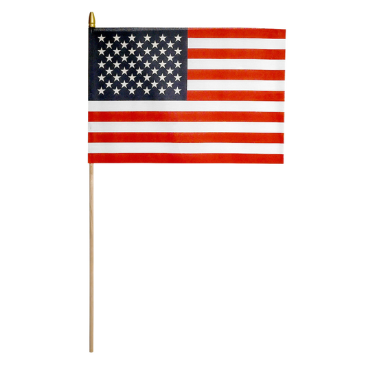 Super Tough 12"x18" US Stick Flag with 30"x3/8" Wood Staff - No Fray