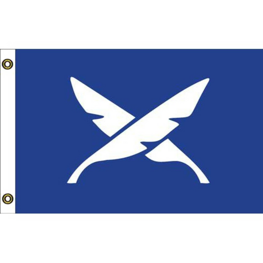 US Yacht Secretary blue flag with a white logo on a white background