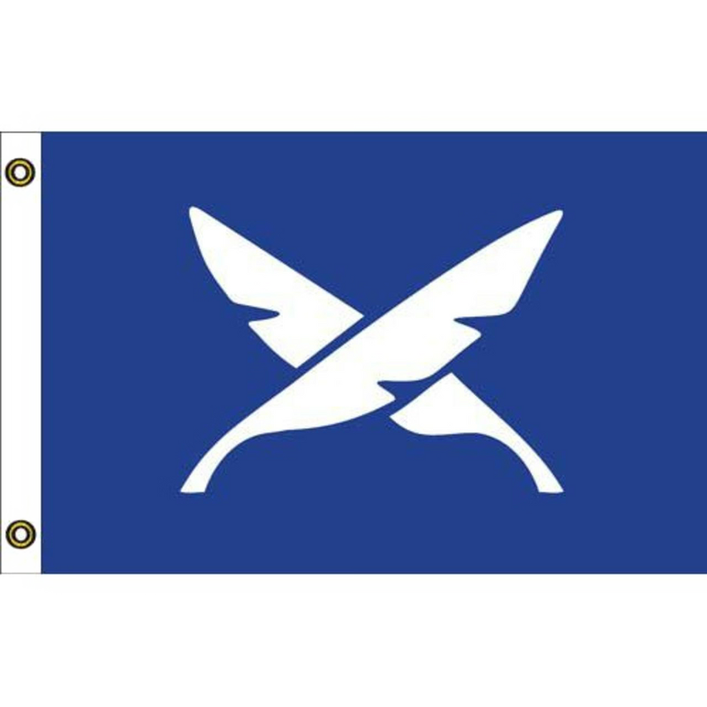 US Yacht Secretary blue flag with a white logo on a white background
