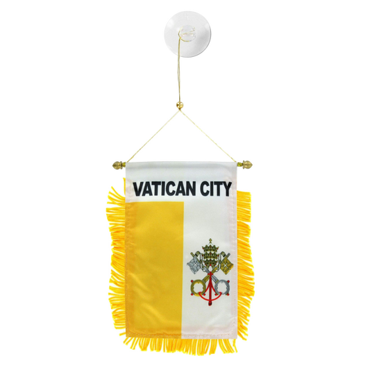 Vatican City flag with yellow and white colors on a white background