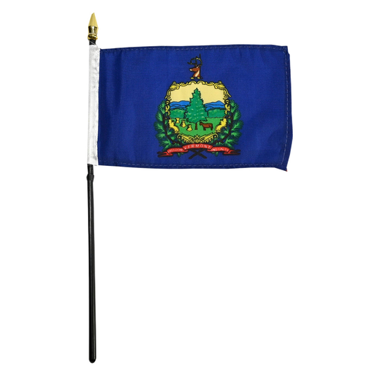 Vermont state flag on a small stick.