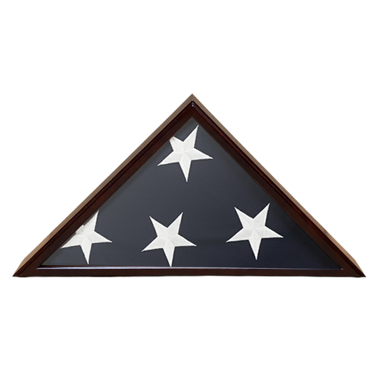 Triangular flag display case with four white stars from the American Flag