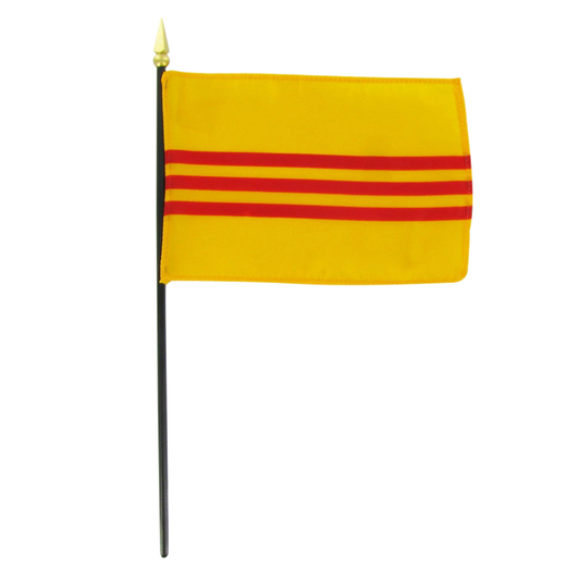 Yellow Vietnam flag with red stripes on a white background
