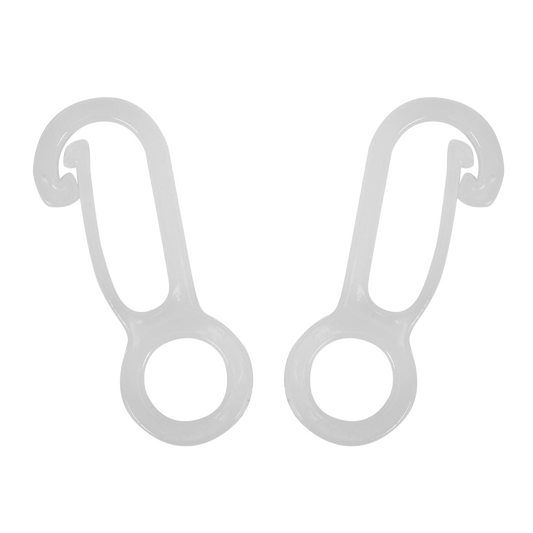 Two nylon flag clips on a white background