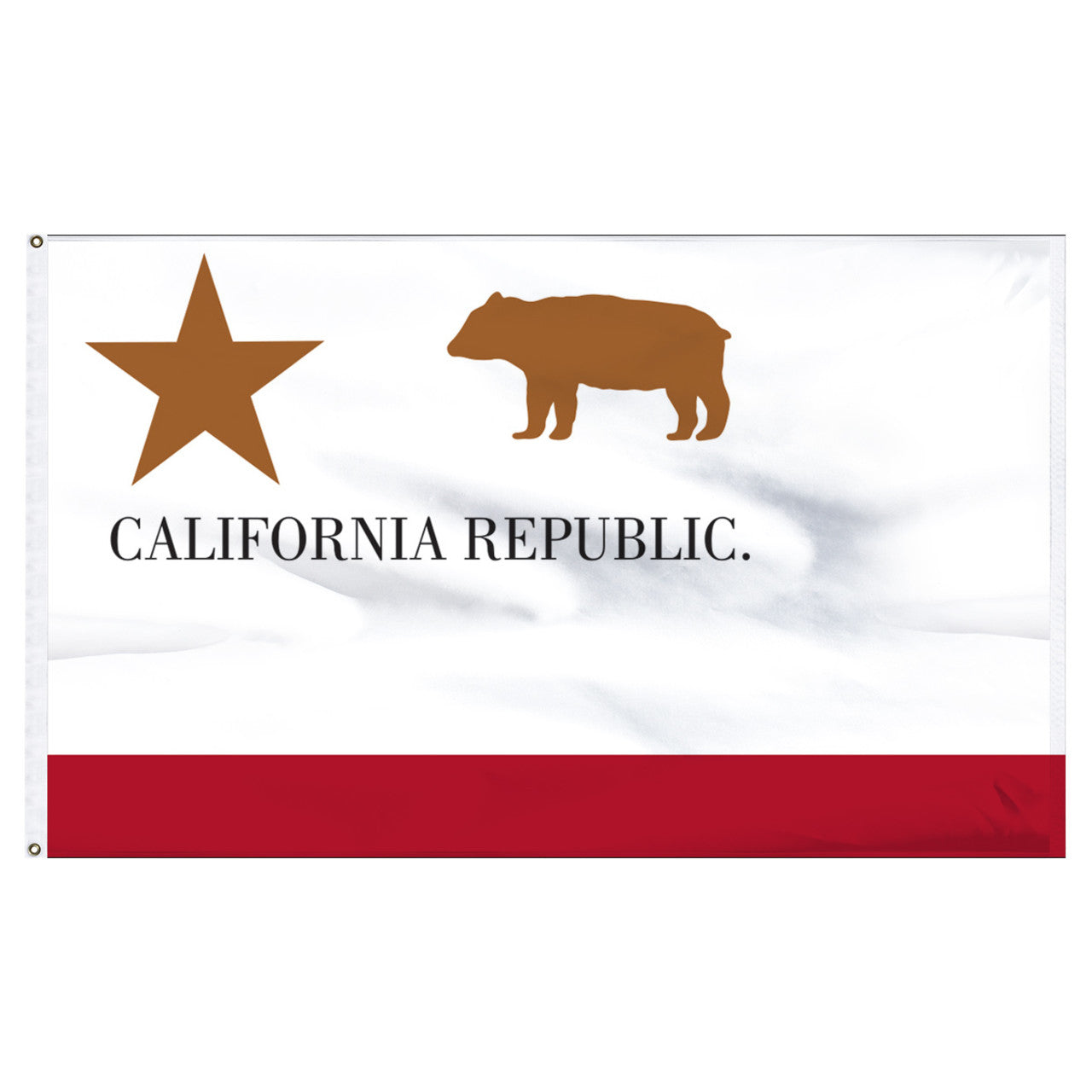 California Republic flag with star and bear silhouette on a white background