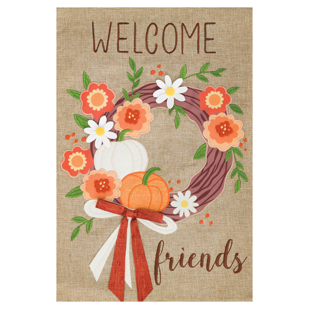 Fall Welcome Wreath Garden Flag - 12in x 18in