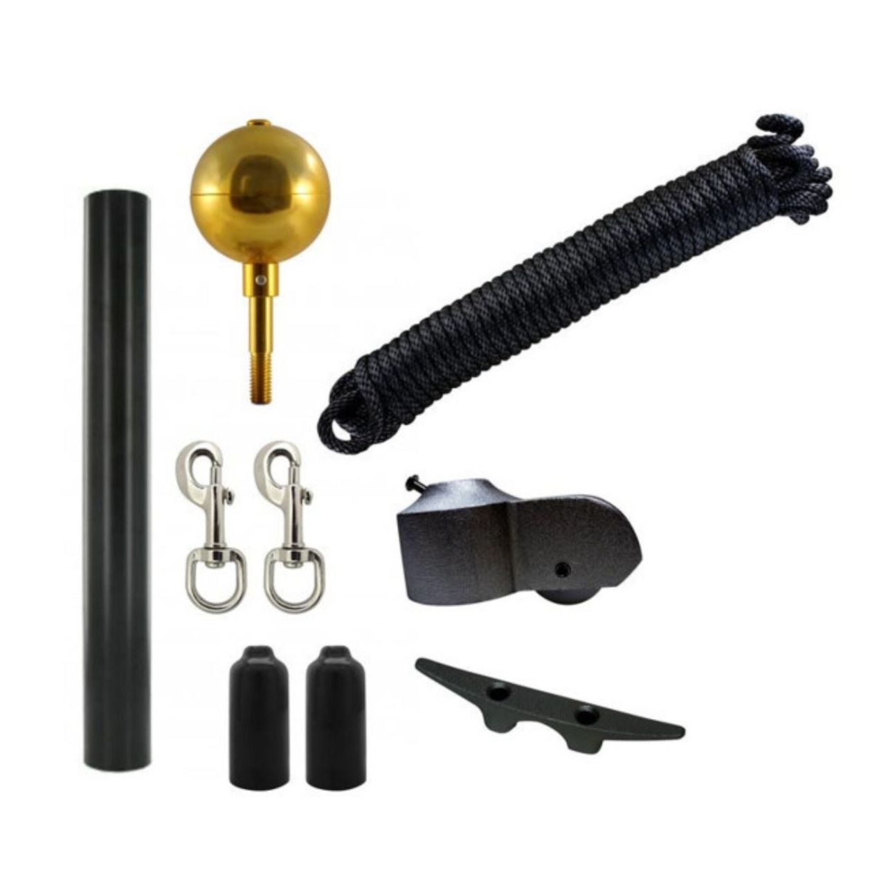 Super Tough 25ft 4 Sections Heavy Duty Residential Flagpole - Black