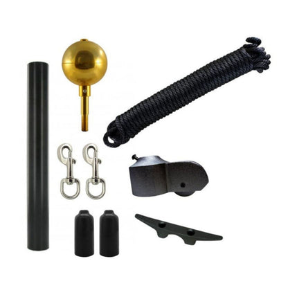 Super Tough 25ft 4 Sections Heavy Duty Residential Flagpole - Black