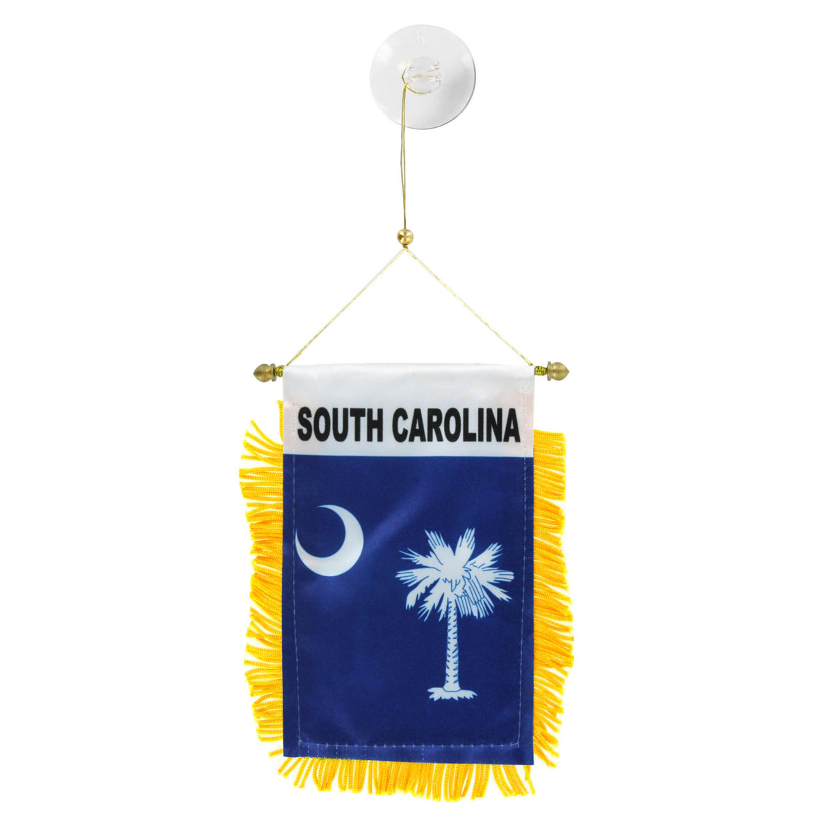 South Carolina state flag featuring the iconic white palmetto tree and white crescent moon design on a solid indigo blue background