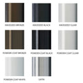 Eight images comparing different types of metal finishes on a white background with text underneath each.