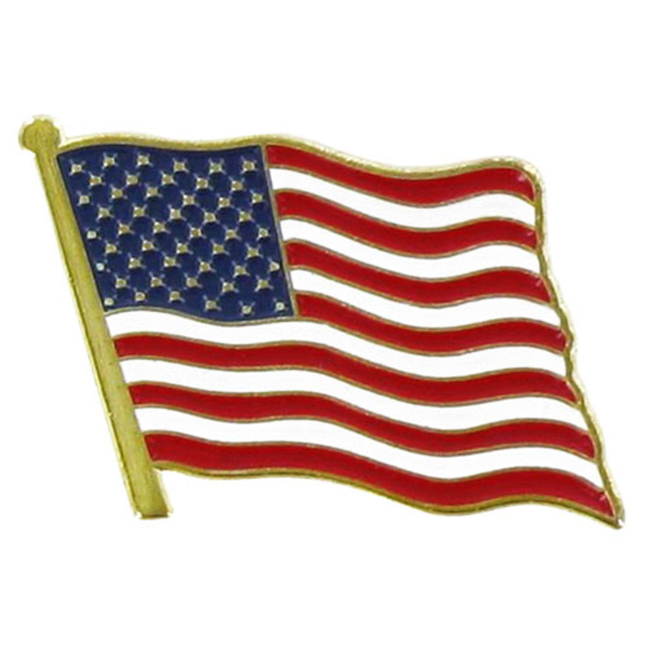 American flag lapel pin on a white background