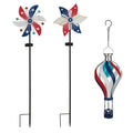 Bundle: 3-Piece Patriotic Solar Garden Spinner & Lantern