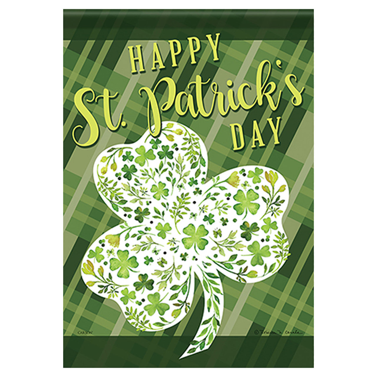 St. Patrick's Day Banner Flag - Floral Shamrock - 12.5in x 18in