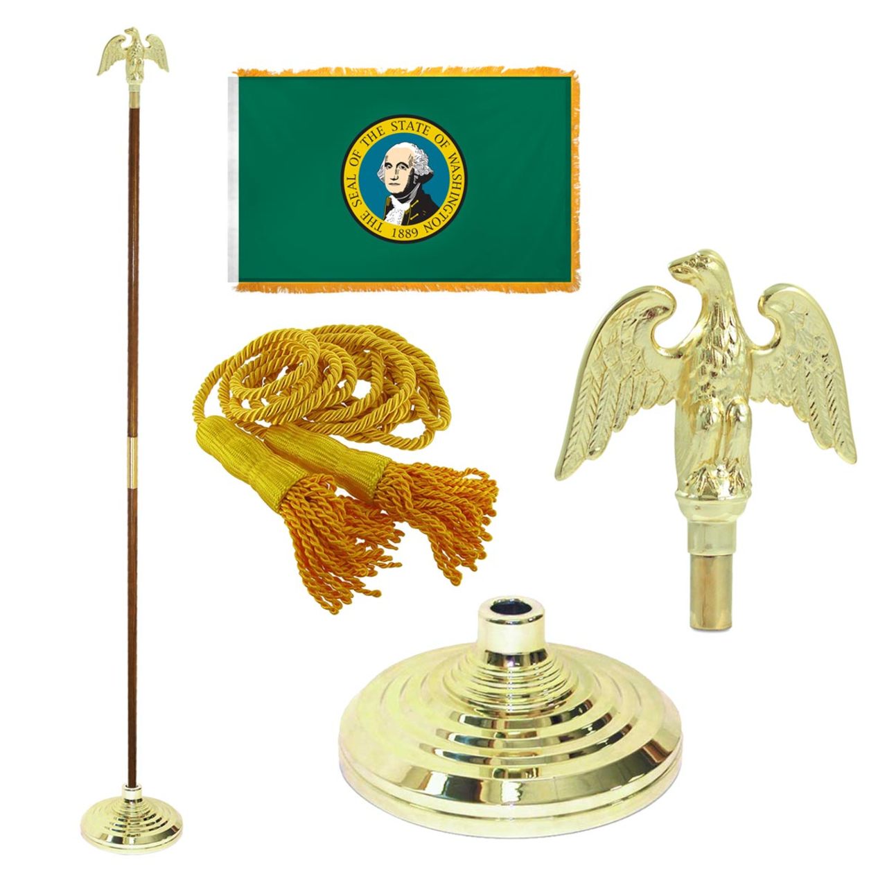Super Tough Indoor Flagpole Kit with Nylon 4' x 6' Washington Flag