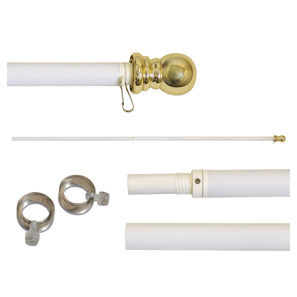 American flagpole kit with pole sections and rings