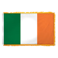 Flag of Ireland with green, white, and orange vertical blocks and yellow fringe on the edges