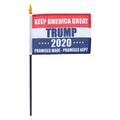 Small flag with 'Keep America Great Trump 2020' text on a white background