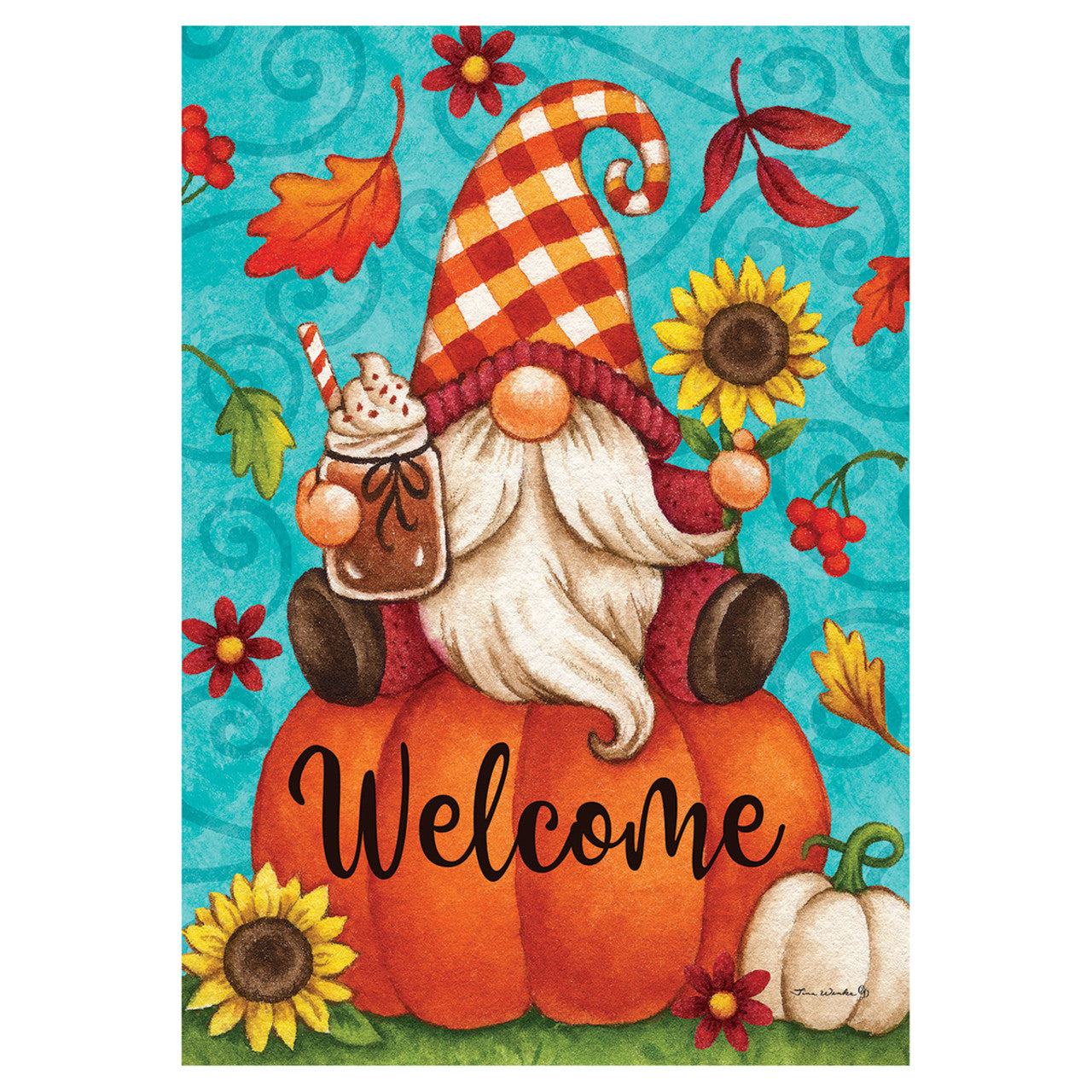Pumpkin Gnome Garden Flag - 12in x 18in