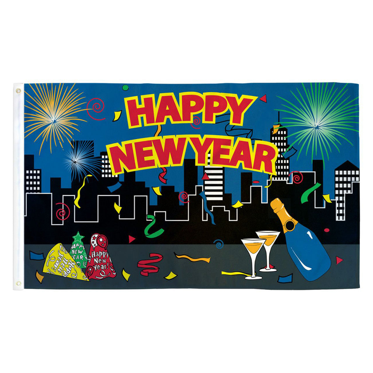 Happy New Year Flag - 3ft x 5ft Printed Polyester