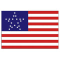 Flag with blue canton with twenty stars forming a star pattern and red and white stripes
