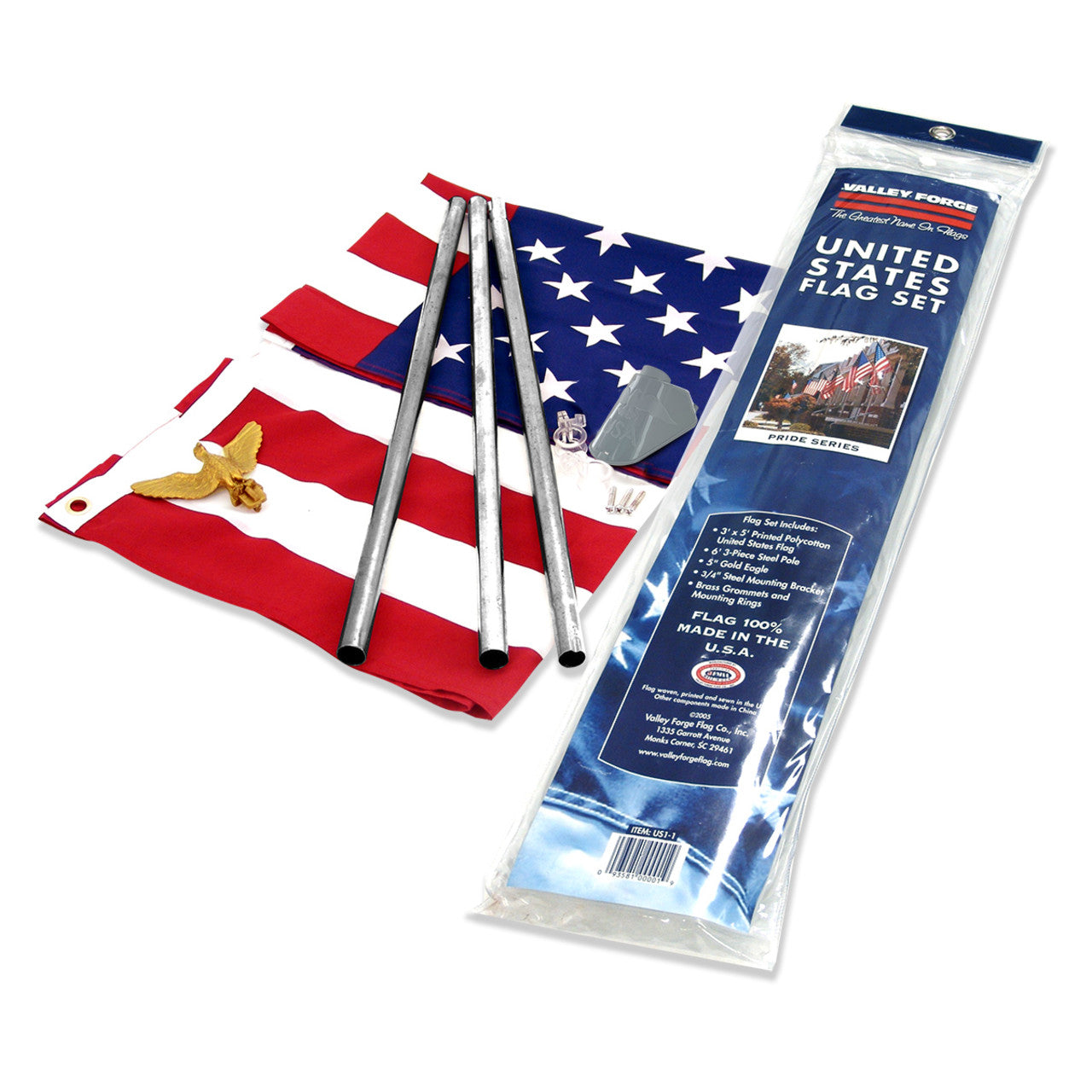 Valley Forge Outdoor Residential Flag Kit w/ 3ft x 5ft US Flag