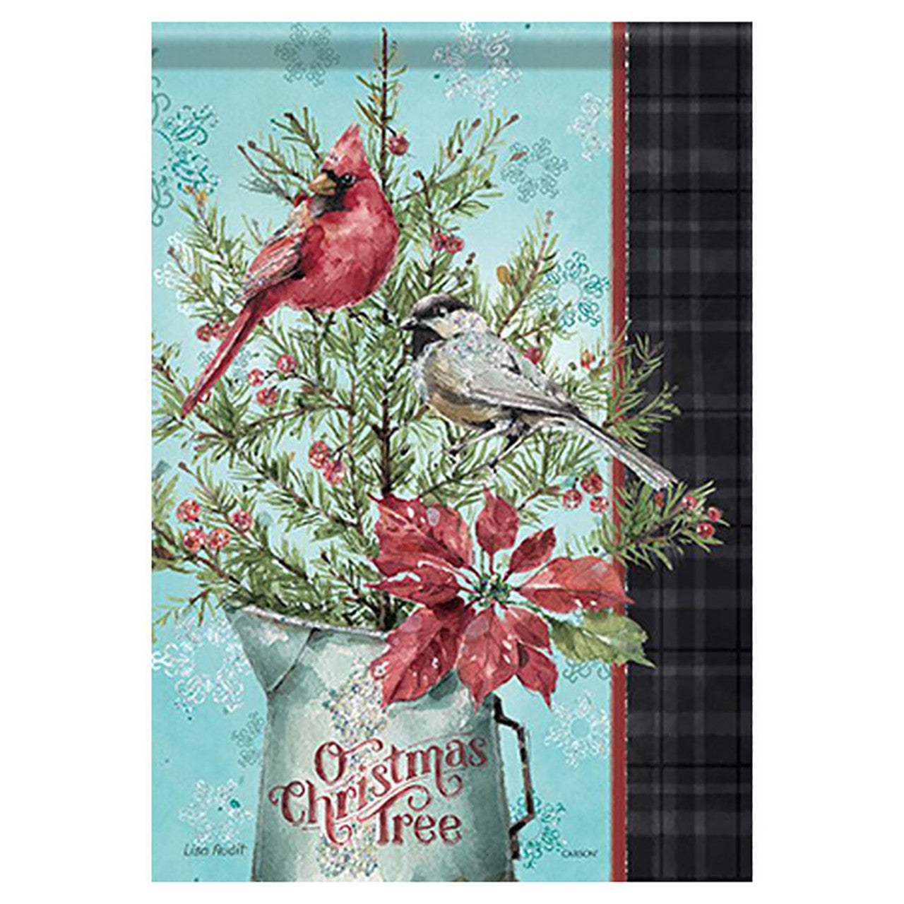 Carson Christmas Garden Flag - Chickadee & Cardinal - 12.5in x 18in