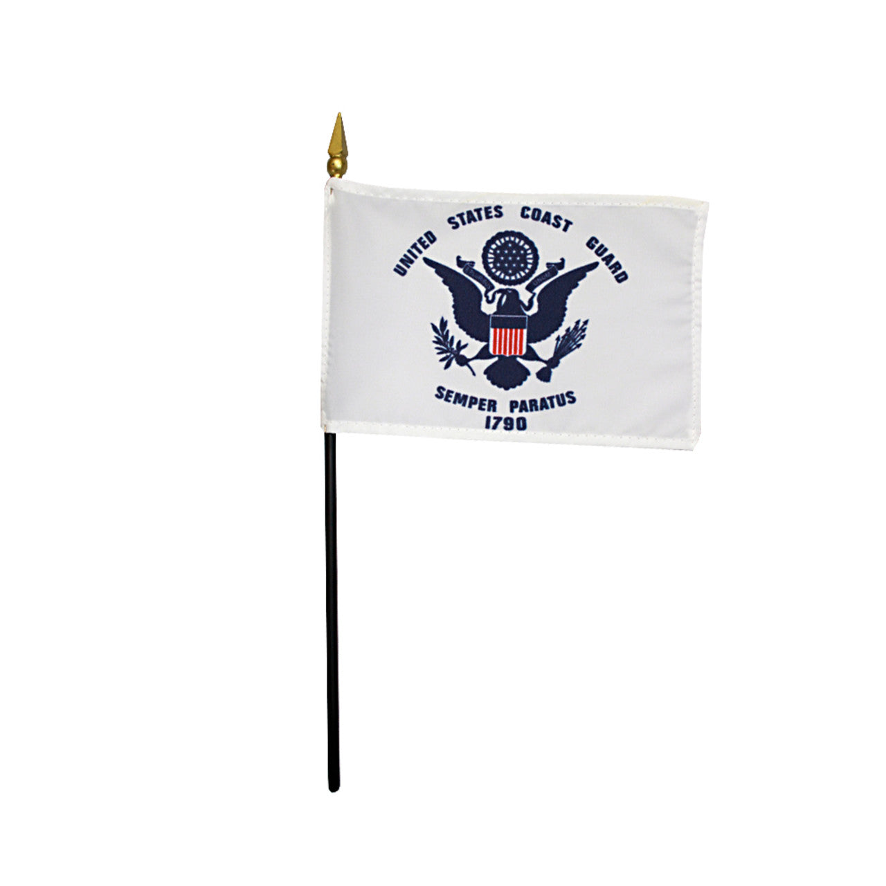 US Coast Guard 8 x 12 inch Nylon Stick Flag Mounted on 18" Staff - Minimum of 12