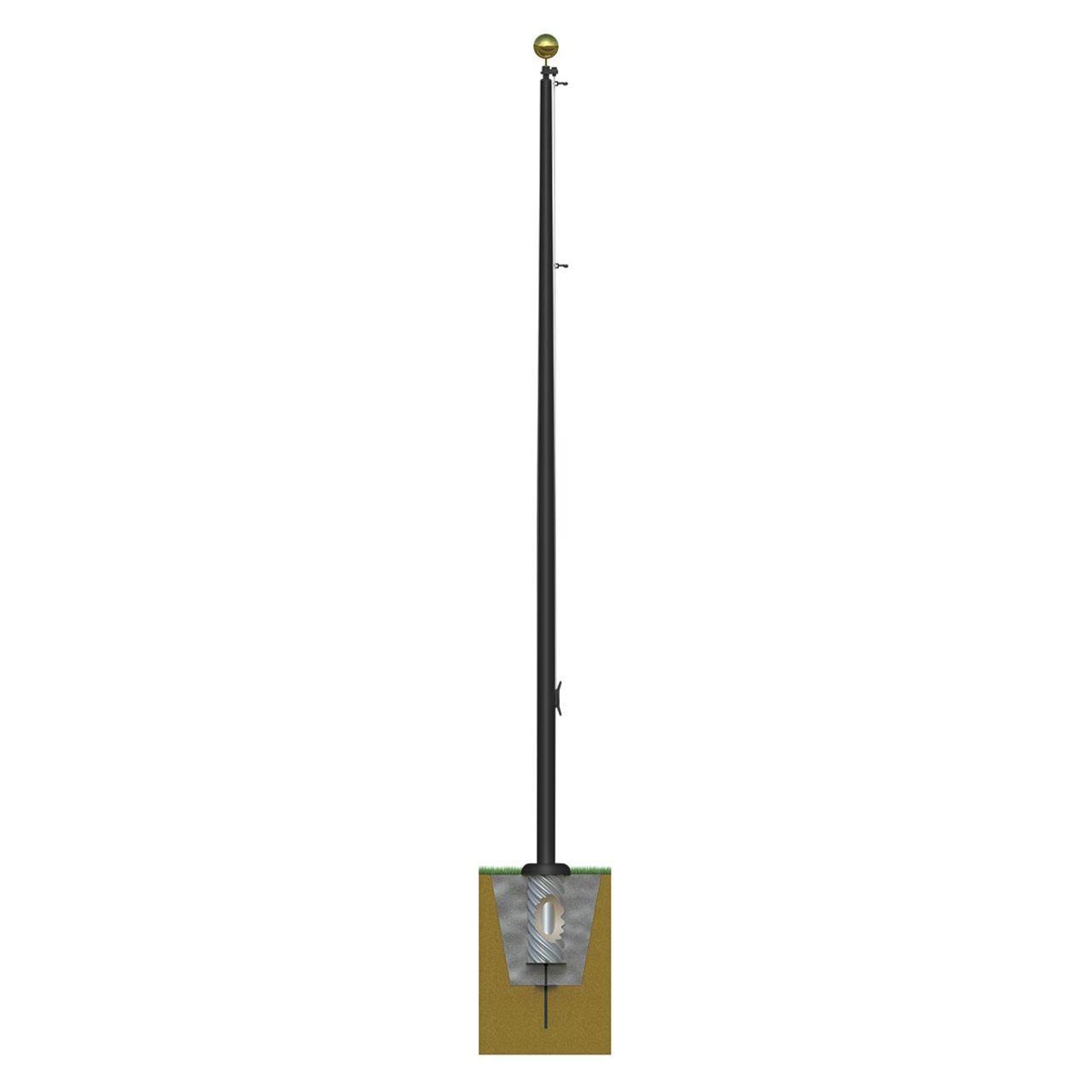 Xtreme Internal Reinforced with Winch Series 70ft 3 Sections Commercial Flagpole - .375in Wall Thickness - 12in Butt Diameter