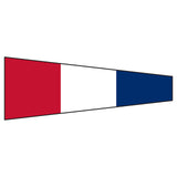 Three rectangular color blocks nautical number 3 flag in red, white, and blue on a white background