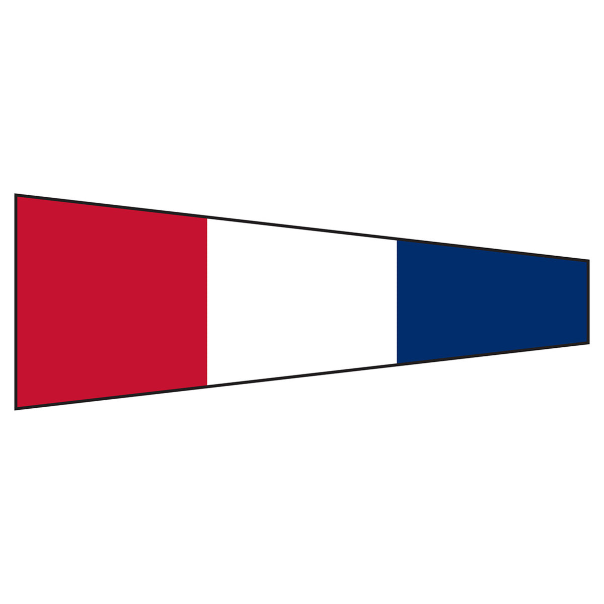 Three rectangular color blocks nautical number 3 flag in red, white, and blue on a white background