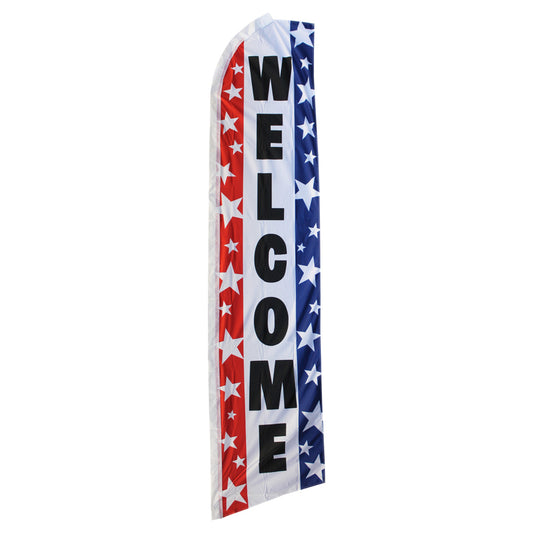 Welcome Swooper Flag - Patriotic Stars - 11.5ft x 2.5ft