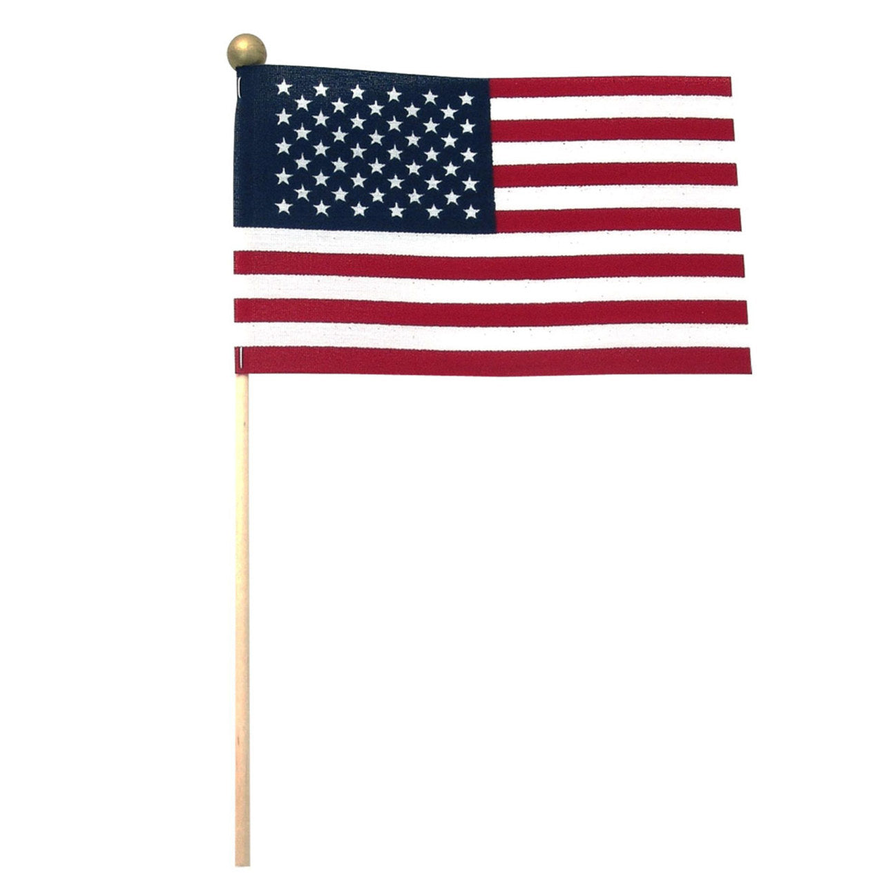 Super Tough 4"x6" Cotton US Stick Flag with Ball Tip - 25 Pack