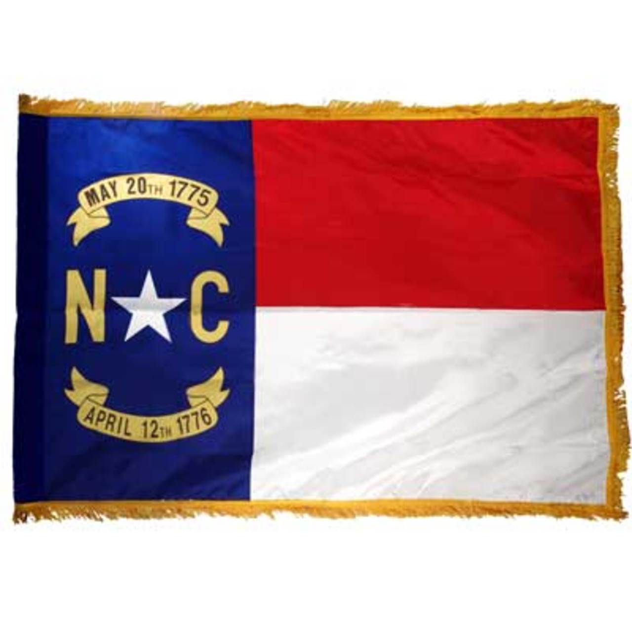 North Carolina Flag 3x5ft Nylon-Indoor: Add Pole Hem and Fringe