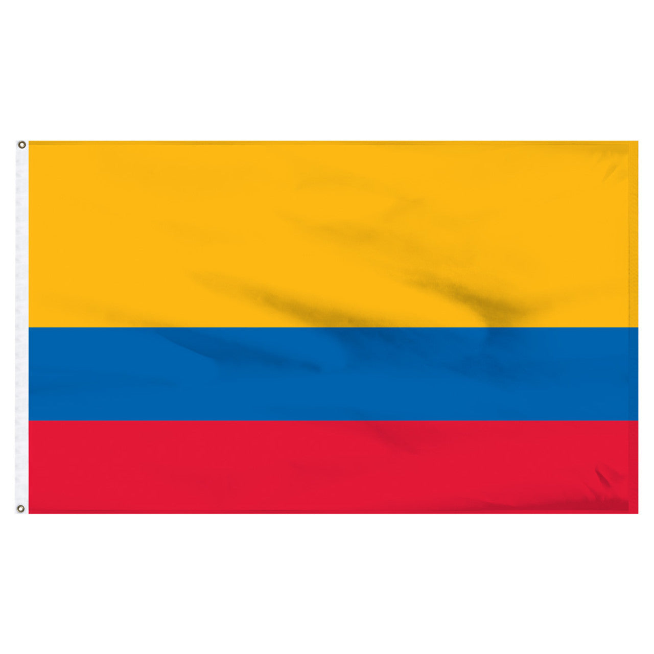 Ecuador flag with yellow, blue, and red horizontal stripes on a white background