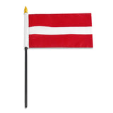 Small Lativia flag with red background and white stripe on a white background